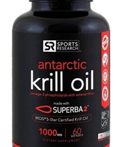 Sports Research Antarctic Krill Oil Omega 3 Softgels 1000mg (Double Strength) with Phospholipids, Choline & Astaxanthin - Sustainably Sourced, Non-GMO Verified & Gluten Free - 60 Capsules 60 Count (Pack of 1) 39 51TmtuQRjbL 1