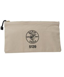 Klein Tools 5139 Zipper Bag, Canvas Tool Pouch to 12.5 x 7 x 0.7 -Inch with Heavy Duty Brass Zipper Close, Natural 15 51Tr3a8qWbL