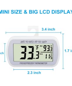 Waterproof Refrigerator Fridge Thermometer, Digital Freezer Room Thermometer, Max/Min Record Function Large LCD Screen and Magnetic Back for Kitchen, Home, Restaurants (4 Pack) 4 12 51U3GXWwzjL 2