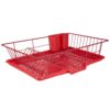 Dish Drying Rack (Red) | By Home Basics | Dish Drainers For Kitchen Counter | With Sloping Tray and Utensil Holder | Big Dish Drying Rack 13 51UEatF2s3L