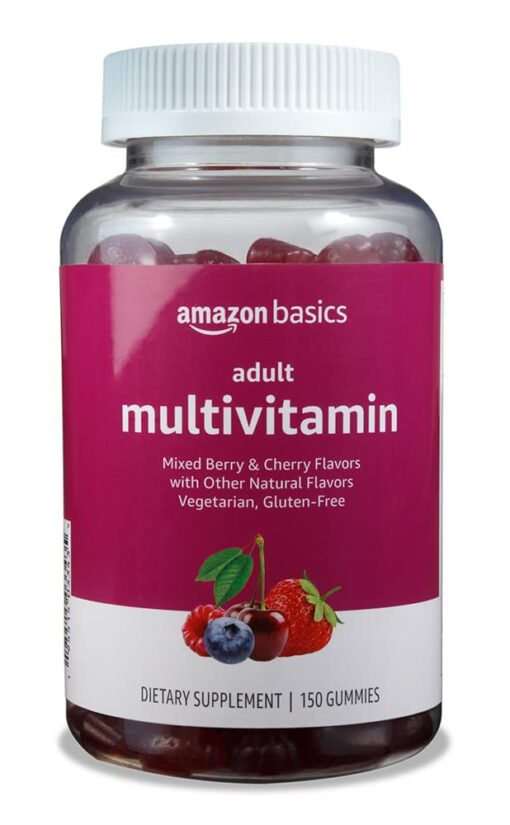 Amazon Basics Adult Multivitamin, 150 Gummies, 75-Day Supply, Mixed Berry & Cherry (Previously Solimo) 150 Count (Pack of 1)