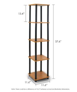 FURINNO Turn-N-Tube 5-Tier Corner Square Rack Display Shelf, Round, Espresso/Black Round Tube 29 51UIcnyRZyL