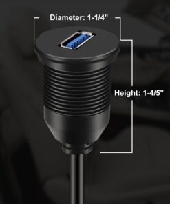 BATIGE Single Port USB 3.0 Male to Female AUX Car Mount Flush Cable Waterproof Extension for Car Truck Boat Motorcycle Dashboard Panel - 3ft 1 24 51UULJ4UrVL
