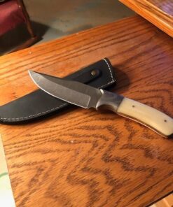 Randy knives RA-9002 Custom Made Damascus Steel Hunting Knife Bone Handle, Damascus Bolster, with Real Leather Sheath. 21 51UVEGG3uhL