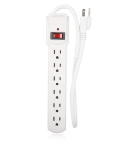 Maxxima 6 Outlet Power Strip Surge Protector - 300 Joules, Features Red On/Off Switch, 4 Pack, Powers Multiple Electronics and Devices Simultaneously, Perfect for Home Appliances - White 9 51Uu9HBD7HL