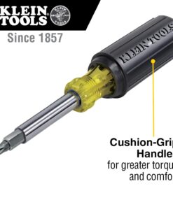 Klein Tools 32500 11-in-1 Screwdriver / Nut Driver Set, 8 Bits (Phillips, Slotted, Torx, Square), 3 Nut Driver Sizes, Cushion Grip Handle Plastic 28 51V syjkrL