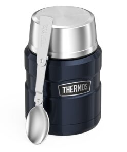 THERMOS Stainless King Vacuum-Insulated Food Jar with Spoon, 16 Ounce, Midnight Blue Red 30 51V1lk 2HeL