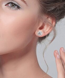 EVER FAITH 925 Sterling Silver Cubic Zirconia Elegant Cushion Cut Halo Stud Earrings 7 51V3oXbGnNL