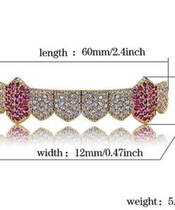 JINAO 18K Gold Plated Gold Finish 8 Top Teeth 8 Bottom Tooth Hip Hop Mouth Grills for Men and Women Gold Pink 8 51V5MBqChjL