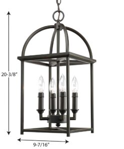 Progress Lighting Piedmont Collection Four-Light Cage Entry Light, Antique Bronze 13-3/8-Inch Width x 20-3/8-Inch Height 32 51V5UsYUJjS