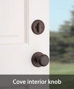 Kwikset Belleview Front Door Lock Handle and Deadbolt Set, Entry Handleset Exterior with Interior Door Knob, Venetian Bronze, Pick Resistant SmartKey Rekey Deadbolt Security Brown 28 51VAUQXJgZL