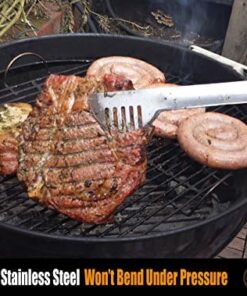 Cave Tools 17" Long Handle Stainless Steel Grill Tongs with Locking Bracket - BBQ Grill Accessories 25 51VDm4D4xLL