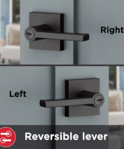 Kwikset 91560-029 Halifax Slim Square Keyed Entry Lever Featuring Smartkey, Iron Black Matte Black Square Rose Old Version 29 51VIFgPk iL