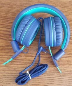 Kids Headphones - noot products K11 Foldable Stereo Tangle-Free 3.5mm Jack Wired Cord On-Ear Headset for Children/Teens/Boys/Girls/Smartphones/School/Kindle/Airplane Travel/Plane/Tablet (Navy/Teal) Navy/Teal 63 51VNNHLBYRL