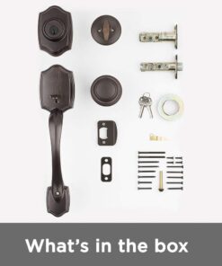 Kwikset Belleview Front Door Lock Handle and Deadbolt Set, Entry Handleset Exterior with Interior Door Knob, Venetian Bronze, Pick Resistant SmartKey Rekey Deadbolt Security Brown 30 51VdWtqUjeL