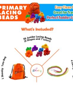 Alternative view of Skoolzy Primary Lacing Beads with String & Pipe Cleaners 46 pc Lacing Beads (41 pc)