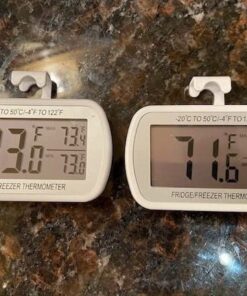 Waterproof Refrigerator Fridge Thermometer, Digital Freezer Room Thermometer, Max/Min Record Function Large LCD Screen and Magnetic Back for Kitchen, Home, Restaurants (2 Pack) 2 22 51VlT I6VTL