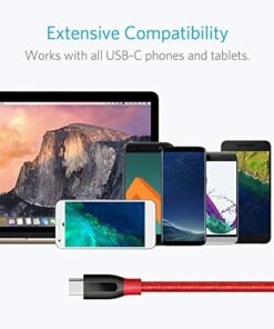 Anker USB C Cable, PowerLine+ USB-C to USB 3.0 cable (3ft/0.9m), High Durability Type C Braided Charging Cable Compatible with Samsung Galaxy S10, S9, Huawei P10, P9, Sony XZ, HTC 10 and More (Red) 3ft Red 41 51W4KjUB8gL