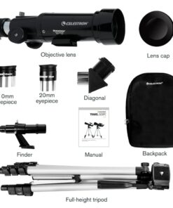 Celestron - 70mm Travel Scope - Portable Refractor Telescope - Fully-Coated Glass Optics - Ideal Telescope for Beginners - Bonus Astronomy Software Package 70 mm Travel Scope 51 51W6GGBdVaL