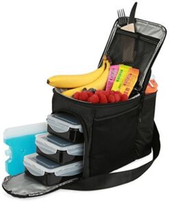 Evolutionize Meal Prep Insulated Lunch Bag - Meal Prep Cooler Bag Patented Lunch Box includes Portion Control Meal Prep Containers + Ice Pack (3 Meal, Black) 3 Meal Black/Black 25 51WEyh1WFOL