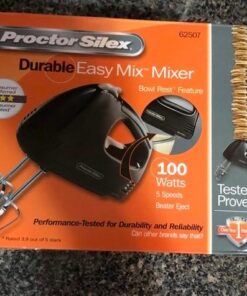 Proctor Silex Easy Mix 5-Speed Electric Hand Mixer with Bowl Rest, Compact and Lightweight, 100 Watts of Peak Power, Black 31 51WaoU6mReL