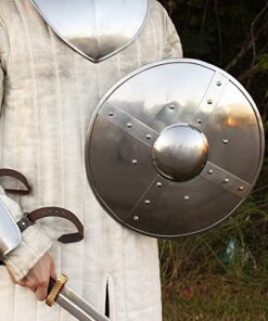 AnNafi® Viking Shield Knight Battle Ready | Knights Adult Buckler Shields | Real Medieval Armor Combat Death Iron Archer Shields | LARP Re-Enactment Mount Riveting 14 Gaug Steel with Wooden Handle 11 51WfGmsuDiL