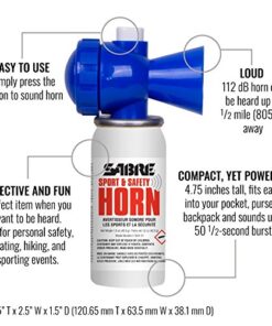 SABRE Sport and Safety Horn, 115 dB Air Horn, 60 ¼ Second or 25 ½ Second Bursts, Audible Up to 1/2-Miles (804-Meters), Perfect for Use at Sporting Events, Boating, Camping, Hiking 10 51WlbJDqwXL