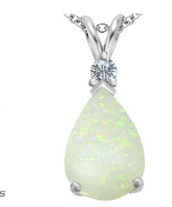 Alternative view of Star K Sterling Silver Large 14x10mm Pear Shape Pendant Necklace Created Opal