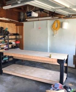 2x4basics 90164MI Custom Work Bench and Shelving Storage System, Black Work Bench with Shelf 98 51WzAZgSsXL