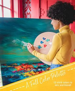 Alternative view of Acrylic Paint Set for Adults and Kids - 12 Pack of 12mL Paints with 3 Art Brushes, Non-Toxic Craft Paint, Halloween Pumpkin Painting Kit - Canvas, Ceramic, Rock Paint - Art Supplies 0.4 Fl Oz (Pack of 12)