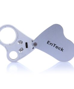 EnTeck 30X 60X Dual Lens LED Illuminated Jewelry Magnifier, Pocket Microscope Magnifying Jewelers Eye Loupe Glasses White 1 Pack 11 51XDXAt96TL