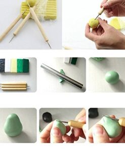 COMIART 3pcs Wood Ball Styluses Tool Set for Embossing Pattern Clay Sculpting Wax Polymer Dotting Tools 15 51XHVqziKL