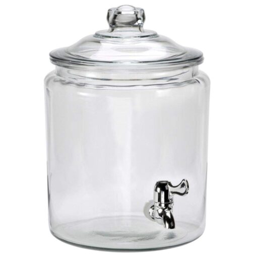 Anchor Hocking 2 Gallon Heritage Hill Beverage Dispenser with Lid (2 piece, all glass, dishwasher safe)