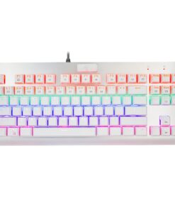 Alternative view of MechanicalEagle Z-77 75% Mechanical Keyboard | Aluminium Panel | Clicky Blue Switches | Rainbow LED Backlit | N-Key Rollover | 87-Key Tenkeyless | Hot Swappable |Spare Switches Included White