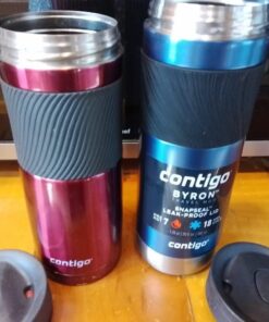 Contigo Byron Vacuum-Insulated Stainless Steel Travel Mug with Leak-Proof Lid, Reusable Coffee Cup or Water Bottle, BPA-Free, Keeps Drinks Hot or Cold for Hours, 20oz, Blue Corn 44 51Xq76o5VwL