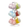 Home Basics 6 Piece Daisy Floral Ceramic 11 Ounce Mug Set For Coffee, Tea, Hot Chocolate etc. with Display Stand Multi color 45 51XqnaN TFL