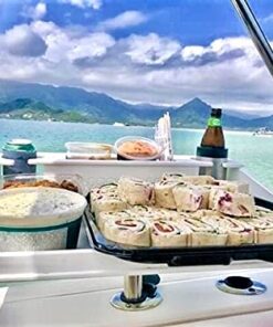 Docktail Bar Utility Boat Table - Includes Rod Holder Mount | Boat Caddy Organizer, Portable Boat Table and Boat Bar, Marine Tables for Boats with Cup Holders, Boat Storage Accessories A - White 8 51XwvX5XlWS