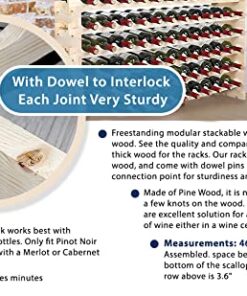 Stackable Modular Wine Rack Wine Storage Rack Holder Display Shelves for Wine Cellar or Basement, Freestanding Wine Rack Thick Wood Wobble-Free (Unfinished, 12 X 6 Rows (72 Slots)) 29 51Y50nk9L