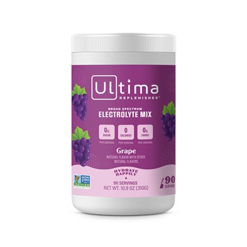 Ultima Replenisher Hydration Electrolyte Powder- 90 Servings- Keto & Sugar Free- Feel Replenished, Revitalized- Naturally Sweetened- Non- GMO & Vegan Electrolyte Drink Mix- Grape