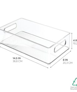 iDesign Plastic Portable Deep Storage Bin with Handles for Organizing Refrigerator, Freezer, Pantry, BPA-Free,8" x 4" x 14.5", Clear 1 Pack 22 51YA2sVL0L