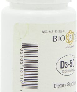 Bio-Tech Pharmacal D3-50 50,000 IU, 100 Capsules – All-Natural Supplement – Supports Bone, Cardiovascular, Neuromuscular, & Immune Health – No Dairy, Fish, Gluten, Peanut, Shellfish, & Soy Standard Packaging 19 51YI2odi9UL