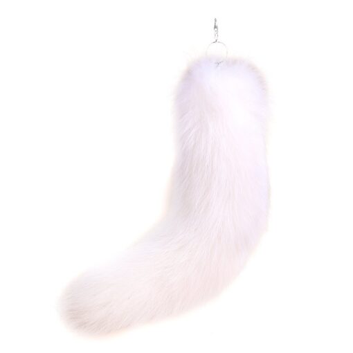 URSFUR Arctic Fox Tail Fur Keychain Car Bag Charm Pendant White 12inches