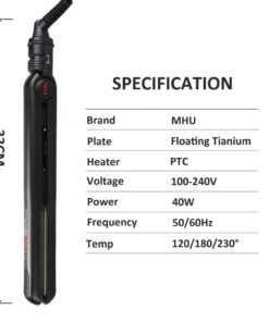 MHU Flat Iron 1 Inch Professional Travel Portable Negative Ions Protect Hair, Hair Straightener&Curler Anti frizz Dual Voltage Salon Floating Titanium Plate, Hair Iron, Fast Heat Adjustable Temp Black 13 51YsfW6dX3L