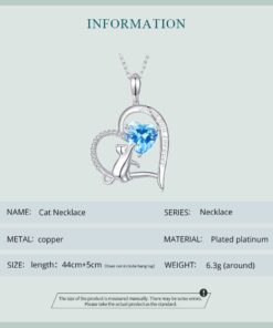 WOSTU Unicorn Necklace Forever Love Heart Paw Cat Sloth Koala Necklace for Women Girl Silver Plated with Colorful CZ Heart Pendant Cat & Blue 22 51ZD1DVYwJL 2