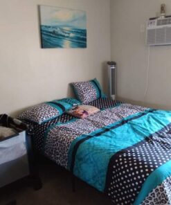 Mi Zone Comforter Set Fun Bedroom Décor - Modern All Season Polka Dot Print, Vibrant Color Cozy Bedding Layer, Matching Sham, Decorative Pillow, Full/Queen, Leopard Teal 4 Piece 47 51ZKTW4dC3L