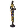 Novelty Statue African Figurine Sculpture Colorful Dress Standing Lady Figurine - Best Décor Collectible Art Piece 11" Inches Tall - Flower Dress Tropical -Body Sculptures Decorative Black Figurines