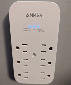 Anker Outlet Extender and USB Wall Charger, 6 Outlets and 2 USB Ports, 20W USB C Power Delivery High-Speed Charging iPhone 15/15 Plus/15 Pro/15 Pro Max, Multi-Plug for Dorm, Home, and Office, White 34 51Zc6HW99GL