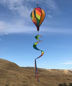 In the Breeze 6 Panel Rainbow Stripe Hot Air Balloon - Wind Spinner Includes Curlie Tail - Colorful Kinetic Hanging Decoration,11" W x 17" H, 30" Tail 7 51ZfO0 RHdL