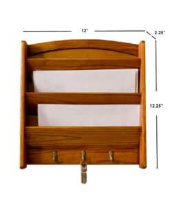 Home Basics Mail Organizer Wall Mount with Key Rack Hooks, Letter Holder For Office, Kitchen, Entryway, Pine 28 51Zg1KnD96L