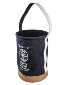 Klein Tools 5104FR Canvas Bucket, Flame-Resistant Tool Bucket Made of No. 4 Canvas, with Double-Reinforced Bottom, 100-Pound Load Rated Standard 16 51ZgER3Wo6L